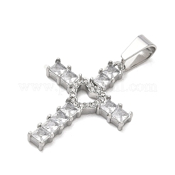 Pendentifs en acier inoxydable 304 sertis de micro-pavés de zircon cubique transparent et de strass en cristal&nbsp;LS-STAS-H264-10P