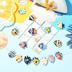 16個 16種類の手作り磁器ビーズ  魚  ファミーユは磁器バラ  ミックスカラー  17~22x16.5~22x6.5~7.5mm  穴：1.8~2.5mm  1個/スタイル&nbsp;PORC-CJ0001-46