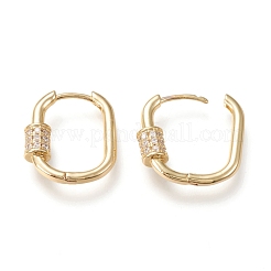Серьги-кольца Huggie из латуни с прозрачным фианитом и прозрачным фианитом EJEW-I251-03G