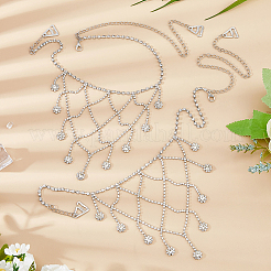 Cadenas para el cuerpo con borlas de flores multicapa y cristales de aleación para sujetadores.&nbsp;AJEW-WH0752-575P
