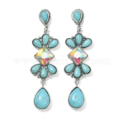 Серьги-гвоздики из сплава синтетической бирюзы&nbsp;EJEW-U053-05AS