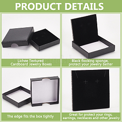 Картонные шкатулки для украшений с текстурой личи&nbsp;CON-WH0089-100