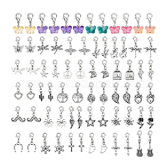 72 pendentif décoratif en verre et alliage en forme de papillon&nbsp;HJEW-PH0001-96