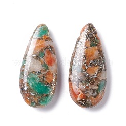 Pendentifs quartz orange naturel assemblés & jade serpentine&nbsp;G-K317-C04