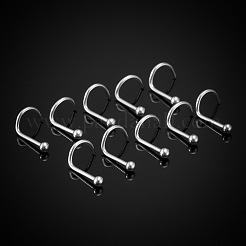 316lサージカルステンレススチールラウンドボールフィッシュテールノーズリング10個  ステンレス鋼色  7mm  ピン：0.8mm  ヘッド：2mm&nbsp;WGE39F7-02