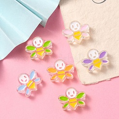 10шт 5 цвета прозрачные акриловые эмалевые бусины&nbsp;TACR-YW0001-74