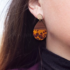16 pièces 8 styles pendentifs en résine transparente et bois de noyer&nbsp;RESI-SZ0001-78