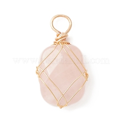 Подвески из медной проволоки из натурального розового кварца PALLOY-JF02131-03
