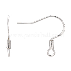 スターリングシルバーのフラットコイルイヤーワイヤー 925 本  ピアスフック  21ゲージ  銀  16~18x14mm  穴：2mm  ピン：0.5~0.7mm&nbsp;X-STER-S002-53