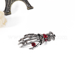 Хэллоуин тема горный хрусталь череп рука брошь булавка HAWE-PW0001-189