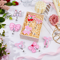 8 шт. 8 стиля полиэстеровый бант и пластиковая катушка для значков&nbsp;AJEW-FH0006-67