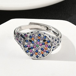 Bagues de manchette en laiton micro pavé de zircone cubique pour femmes&nbsp;RJEW-A069-13P-01