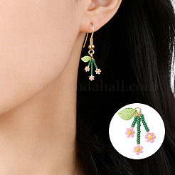 10 pz pendenti di fiori con perline di vetro&nbsp;PALLOY-SZ00069