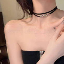 Готический цинковый сплав трубка черный бархат двухслойные колье чокер для женщин FS-WG6A964-01