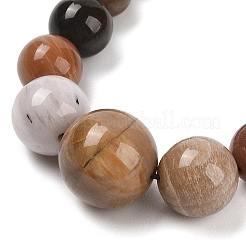 Наборы браслетов и ожерелий из натурального окаменелого дерева с круглыми бусинами SJEW-L132-25