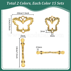 30 комплект из 2-х стилей застежек-бабочек из сплава тибетского стиля FIND-PH0025-58