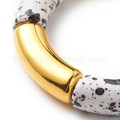 Bracciale elasticizzato da donna con perline in tubo curvo in acrilico bicolore&nbsp;BJEW-JB08441