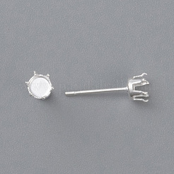 304ステンレススチールスタッドピアス金具  熊手のセッティング  銀  15x6mm  ピン：0.8mm&nbsp;X-STAS-D448-087S-6mm