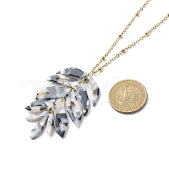 3 pièces colliers pendentif feuille de résine 3 couleurs&nbsp;NJEW-JN03989