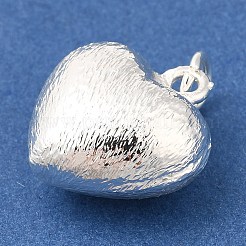 真鍮チャーム  ハートチャーム  カドミウムフリー＆ニッケルフリー＆鉛フリー  925銀メッキ  16x15x8mm  穴：3.5mm&nbsp;KK-K388-59B-S