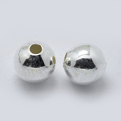 925スターリングシルバースペーサービーズ  ラウンド  銀  5mm  穴：1.5~1.6mm  約45個/10g&nbsp;STER-K171-44S-5mm