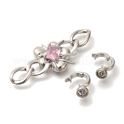 Латунные микро проложить кубического циркония раз за застежками KK-K389-009P