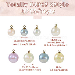 64 шт. 8 стильных подвески из АБС-пластика с имитацией жемчуга PACR-CD0001-03