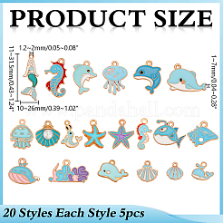 100 шт. эмалевые подвески из цинкового сплава в виде морских животных&nbsp;FIND-WR0012-76