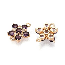 Подвески-цветочки с латунным паве из кубического циркония&nbsp;KK-T078-25G