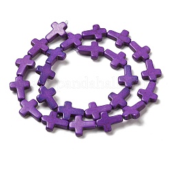 Hilos de perlas sintéticas teñidas de turquesa&nbsp;G-P507-06A