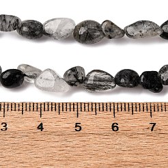 Нити бусин из натурального черного рутилированного кварца&nbsp;G-R445-6x8-18