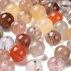 100 Stück 8 mm runde natürliche Rutilquarzperlen der Klasse Aa&nbsp;DIY-LS0002-28