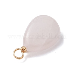 Подвески из натурального розового кварца и натурального культивированного пресноводного жемчуга PALLOY-JF03645-01