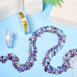 Нити бусин из натурального флюорита и натурального аметиста&nbsp;G-TA0002-43
