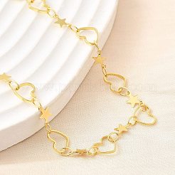 Латунные ожерелья-цепочки в форме сердца и звезды для женщин NJEW-D314-02G