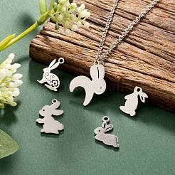 Не тускнеющие 30 шт. 5 подвески в виде кролика из нержавеющей стали 201 STAS-LS0001-76P