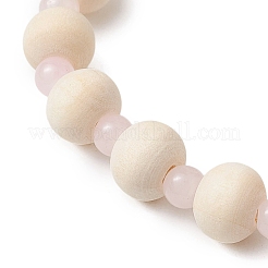 Bracelets extensibles en turquoise synthétique et perles de bois et de verre pour garçons et filles&nbsp;BJEW-JB11129-01