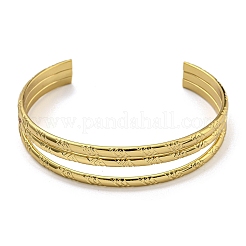 Многорядные открытые браслеты-манжеты из нержавеющей стали 202 с вакуумным покрытием PVD для женщин&nbsp;BJEW-M317-07E-G