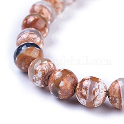 Perline dzi con motivo a strisce in stile tibetano&nbsp;TDZI-G002-10mm-10