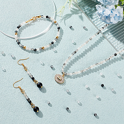 2 нити бусин из натурального черного рутилированного кварца G-OC0004-45