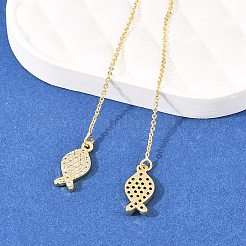 Латунная микропаве из прозрачного кубического циркония в виде рыбьей бронзы&nbsp;EJEW-H182-12G