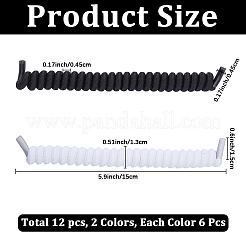 6 пара двухцветных полиэстеровых шнурков с завитками без завязок&nbsp;AJEW-CP0010-32A