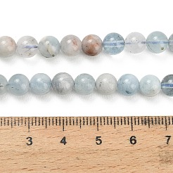天然石アクアマリンビーズ連売り  ラウンド  スムーズ  6.5mm  穴：0.8mm  約60個/連  14.96''（38センチメートル）&nbsp;G-F591-29B-6mm-01