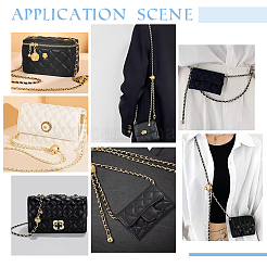 Cuero de pu negro con cadenas de correa de bolso de aleación.&nbsp;AJEW-WH0515-79G