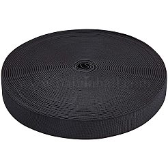 超幅広の厚手の平らなゴムバンド  ウェビング衣類縫製アクセサリー  ブラック  24mm&nbsp;EC-WH0003-12B
