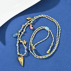 Кулон в форме сердца с желтым глазом из нержавеющей стали 304 NJEW-C093-03G