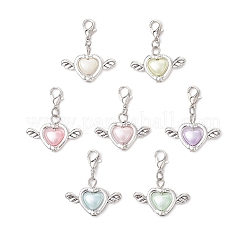 Акриловые подвески в форме сердца и крыла с имитацией жемчуга HJEW-JM03667