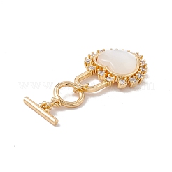 Chiusure a levetta in ottone chiaro con zirconi a cuore&nbsp;KK-G426-01G