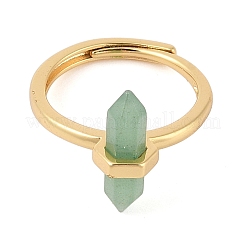 Регулируемые кольца из натурального камня в форме шестиугольной призмы для женщин RJEW-G327-01G