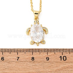 Латунные ожерелья с подвесками из прозрачных кубических цирконий с морскими животными&nbsp;NJEW-L184-02A-G